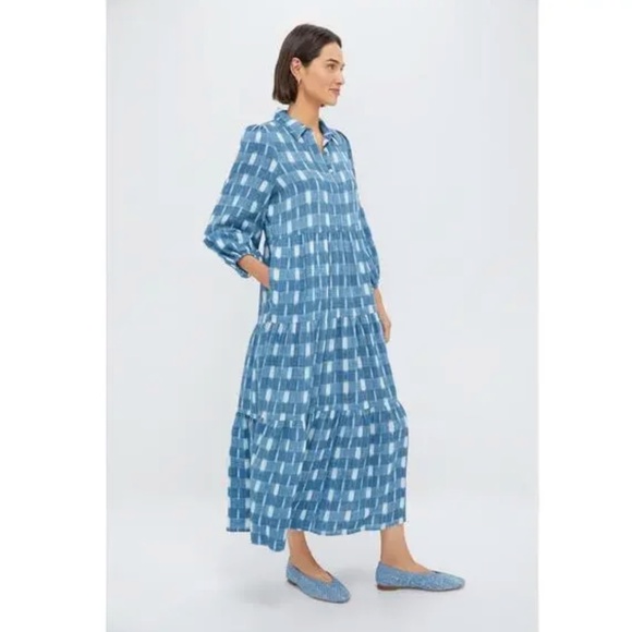 Tuckernuck Pomander Place Blue Ikat Mabel Maxi Dress - Picture 4 of 9